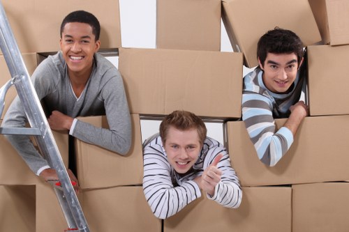 Packed boxes and furniture ready for a local Tooting move